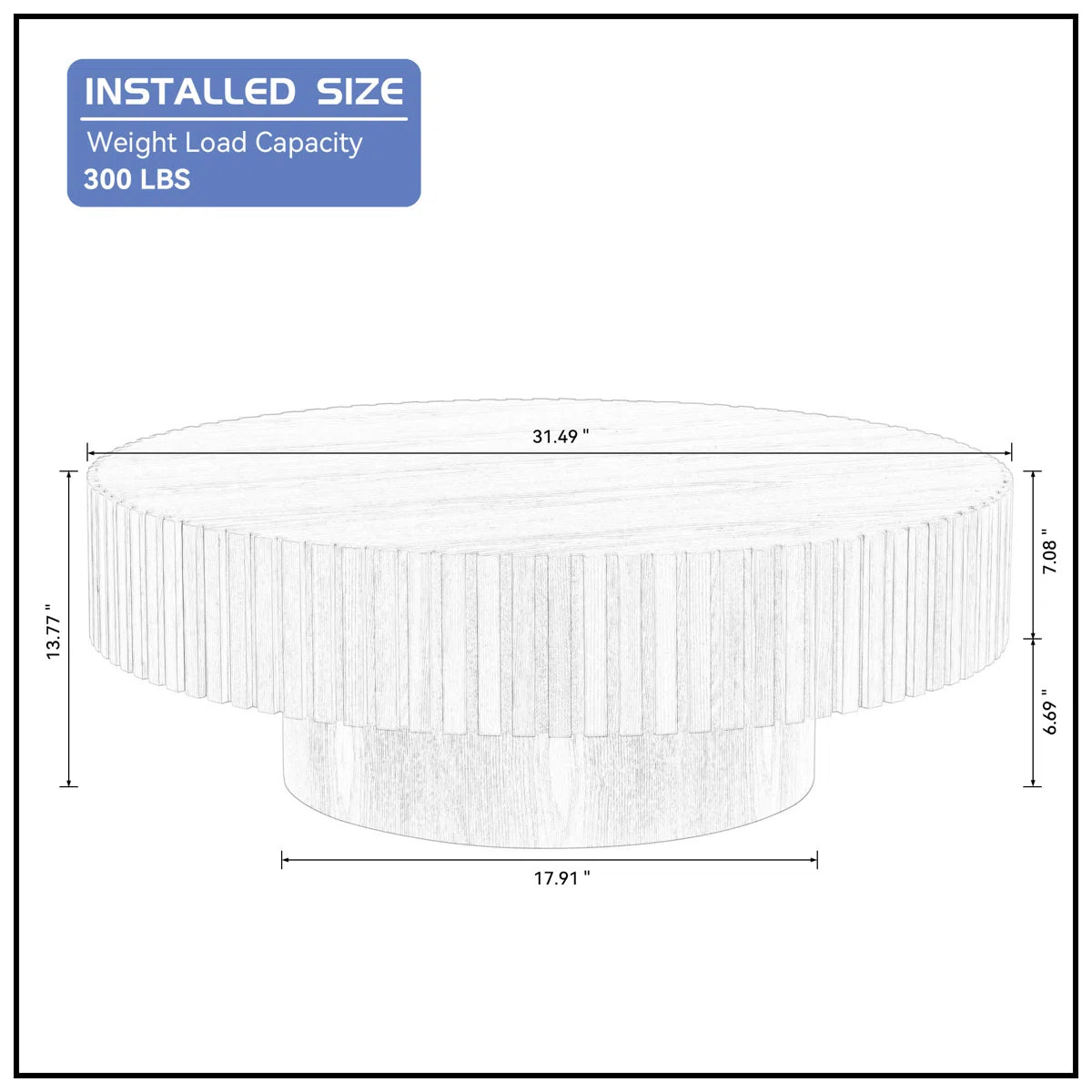 Modern Round Coffee Table with Fluted Gear Design | Luxury MDF Pedestal Center Table for Living Room