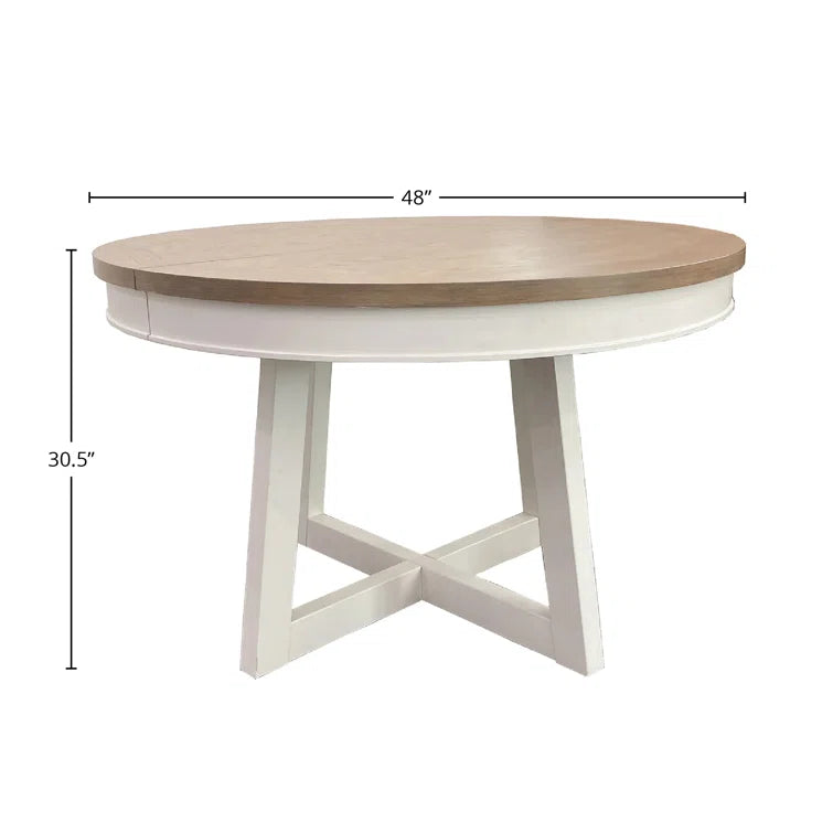 4 seater Round Dining Set with Weathered Natural Finish & Upholstered Chairs