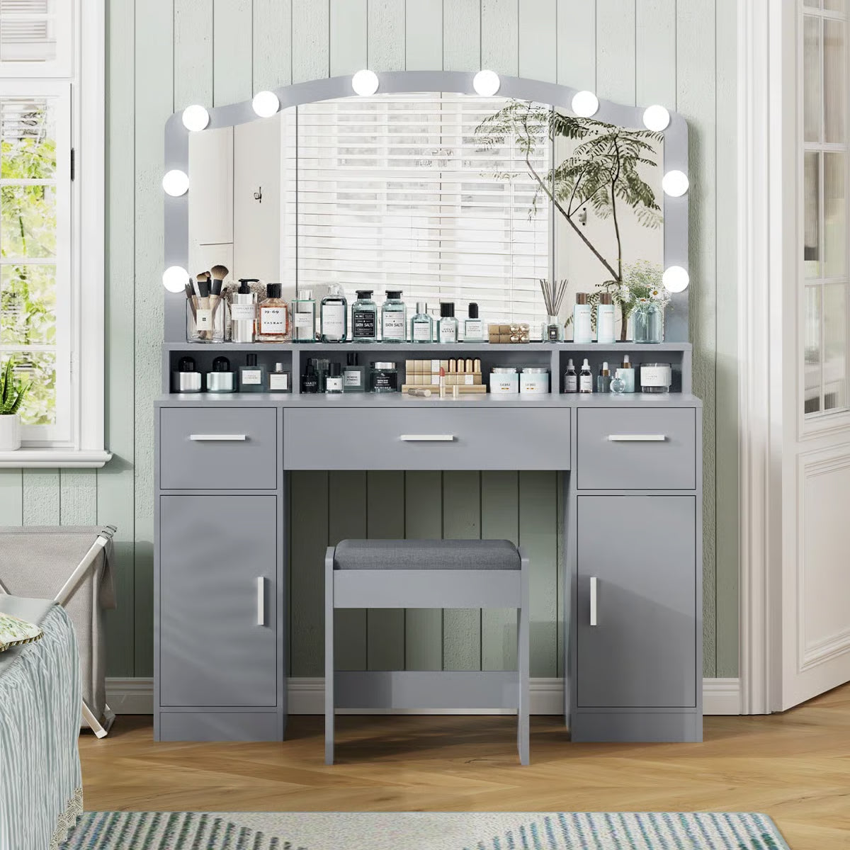 Areena Vanity Table Set with Mirror and Stool – Holiday Gift for Makeup Enthusiasts - OUCH CART |Dressing table