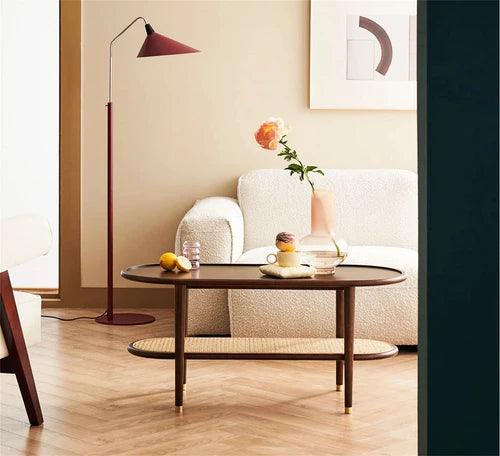 soundrya Coffee Table with Rattan Shelf Storage - Ouch Cart 