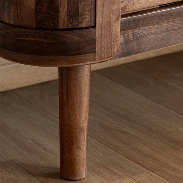 Modern White Oak Sideboard Cabinet with Rattan Sliding Doors and Storage Drawers
