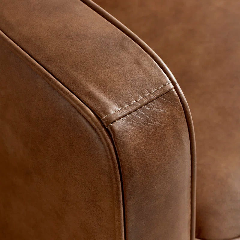 Mid-Century Modern Leather Sofa – Brown Honey Finish