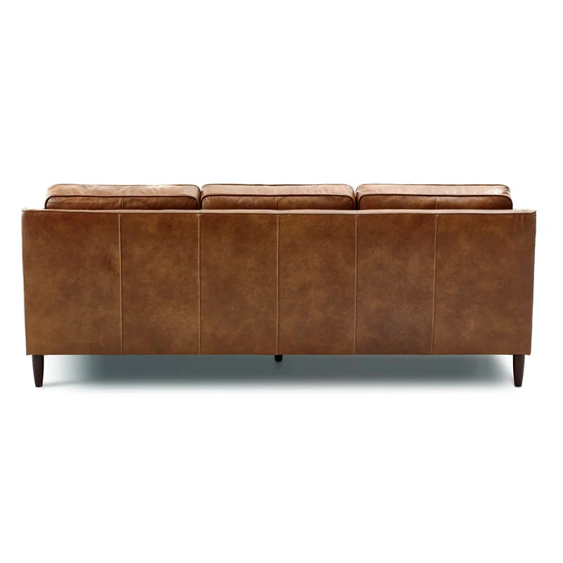 Mid-Century Modern Leather Sofa – Brown Honey Finish