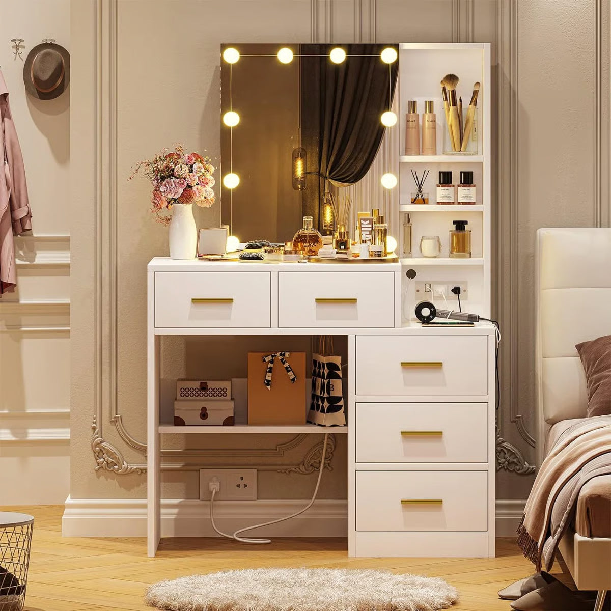 Luxury Ashwani Makeup Vanity Desk with Storage Drawers