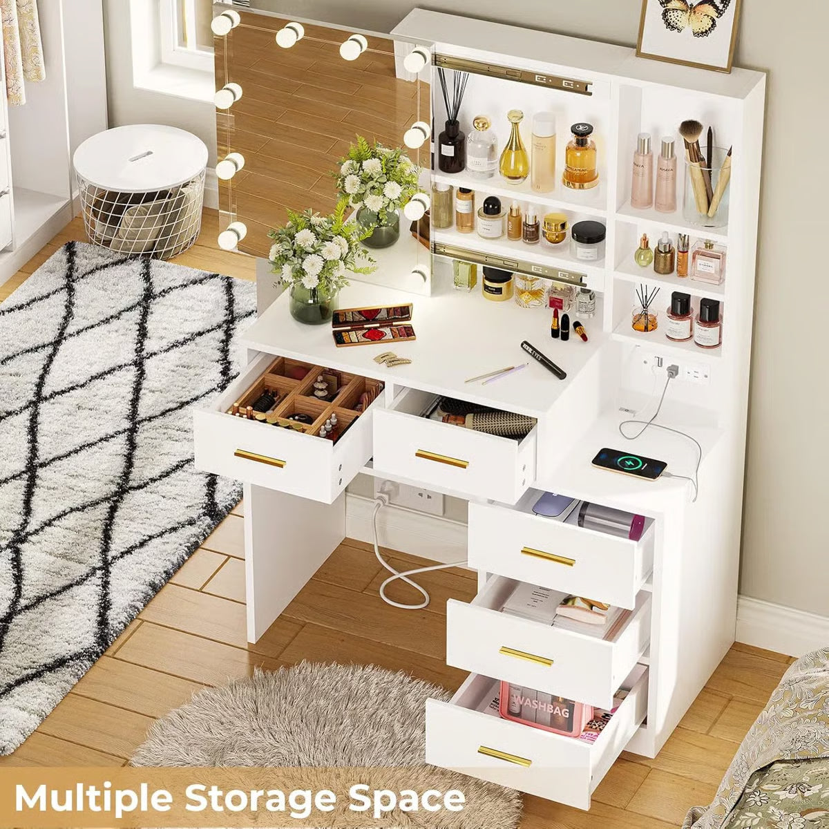 Luxury Ashwani Makeup Vanity Desk with Storage Drawers-  OUCH CART | Dressing table 
