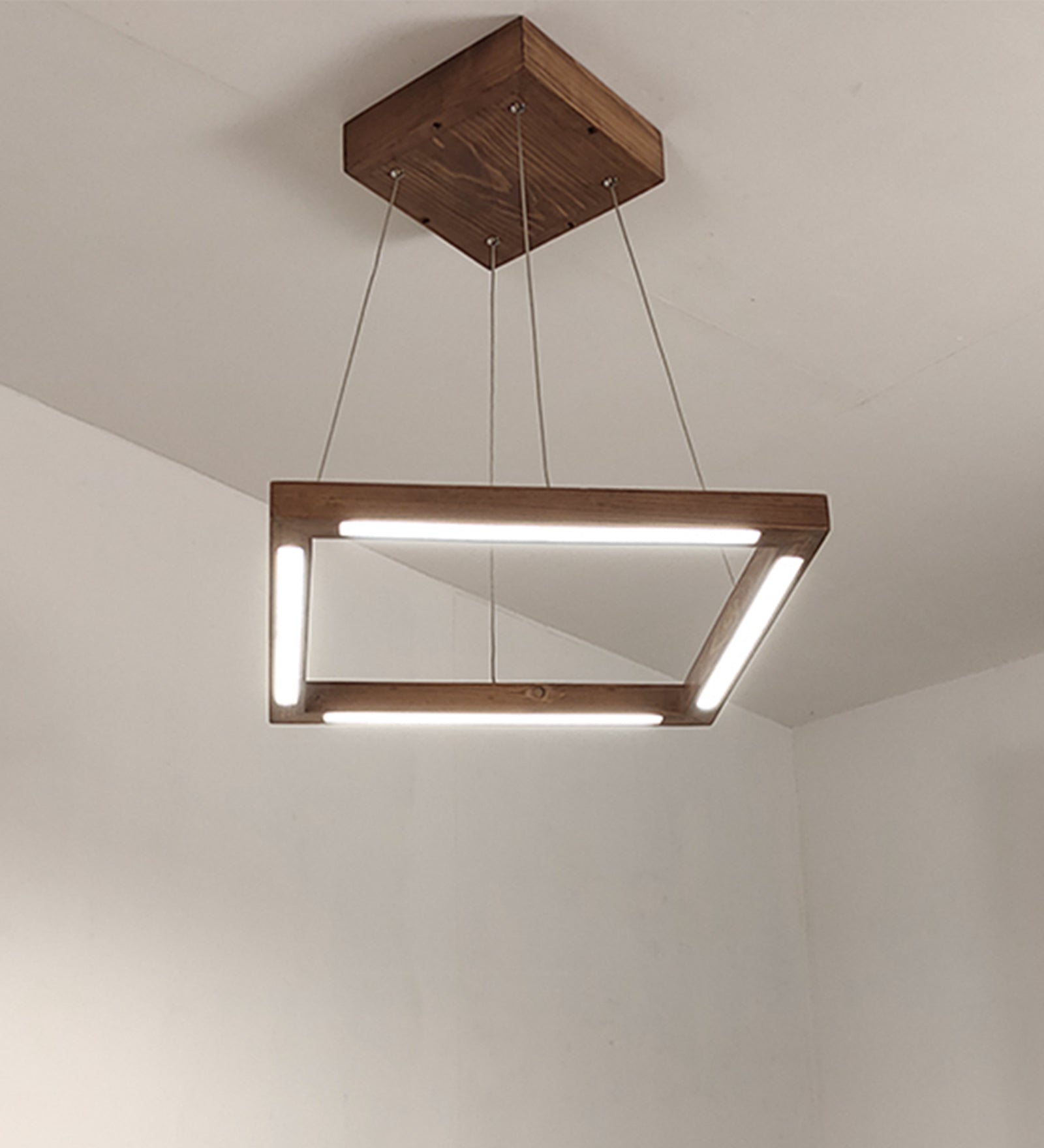 Trine Triangular Brown LED Hanging Lamp