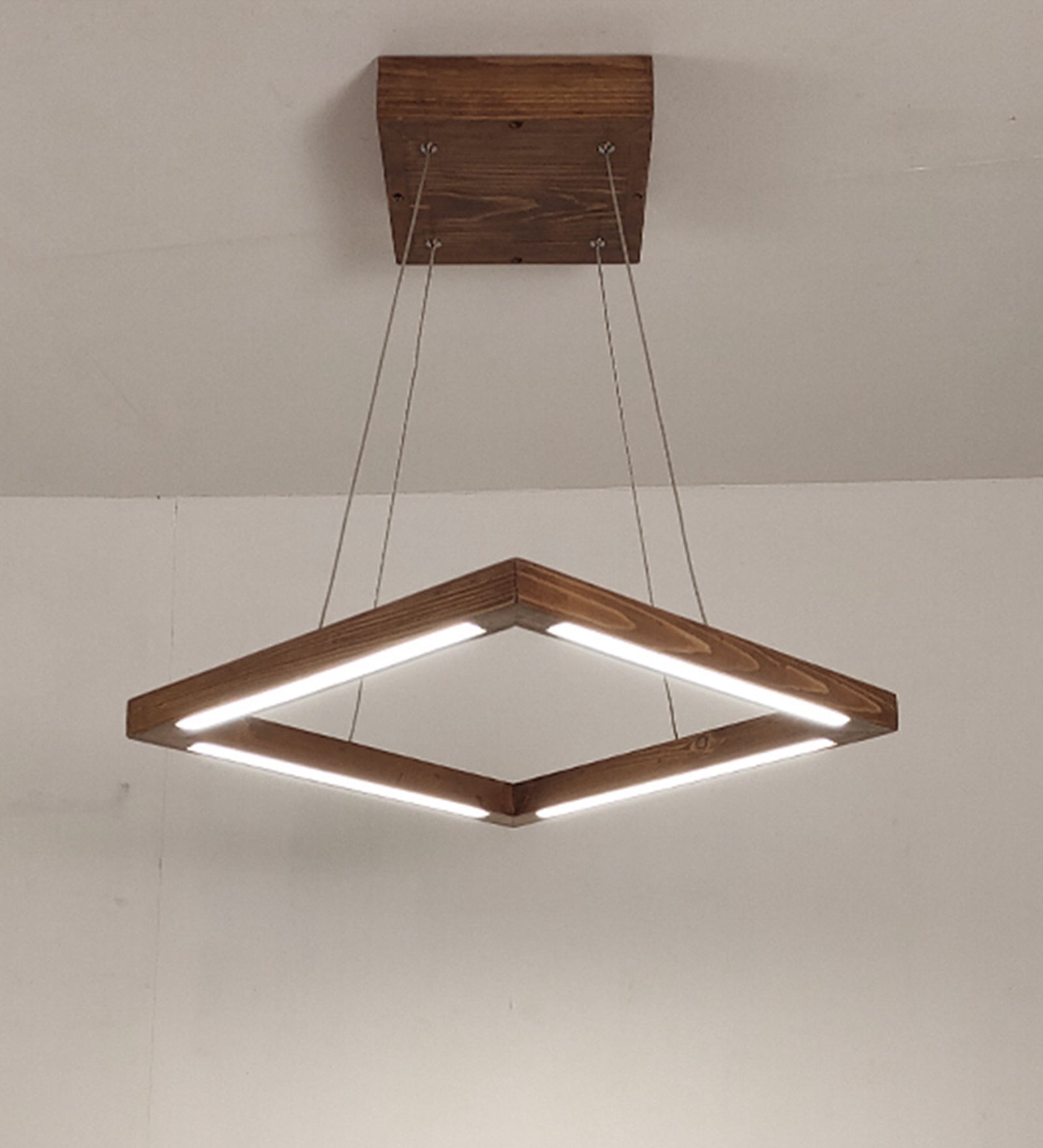 Trine Triangular Brown LED Hanging Lamp