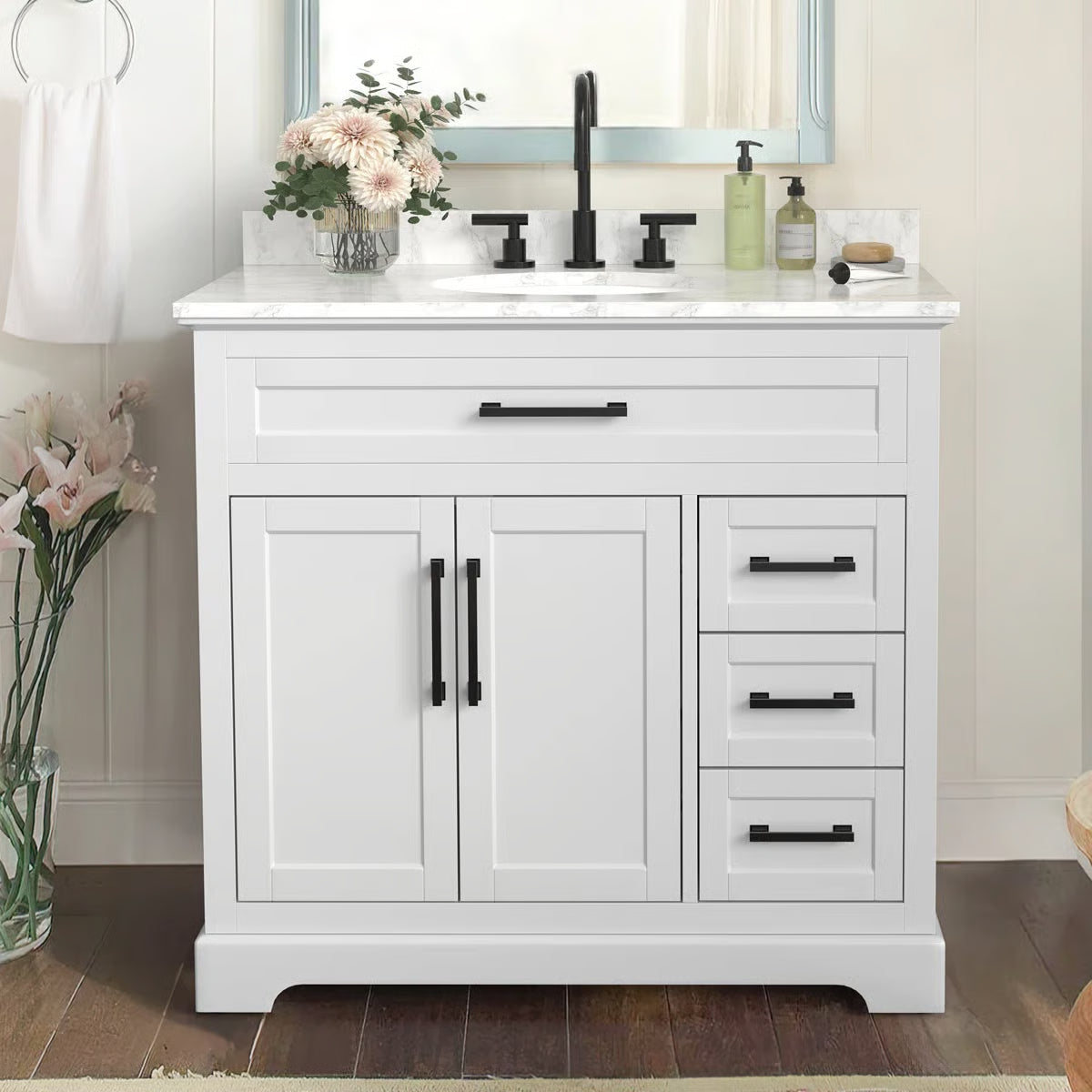 Auben 36" Bathroom Vanity With Engineered Marble Top