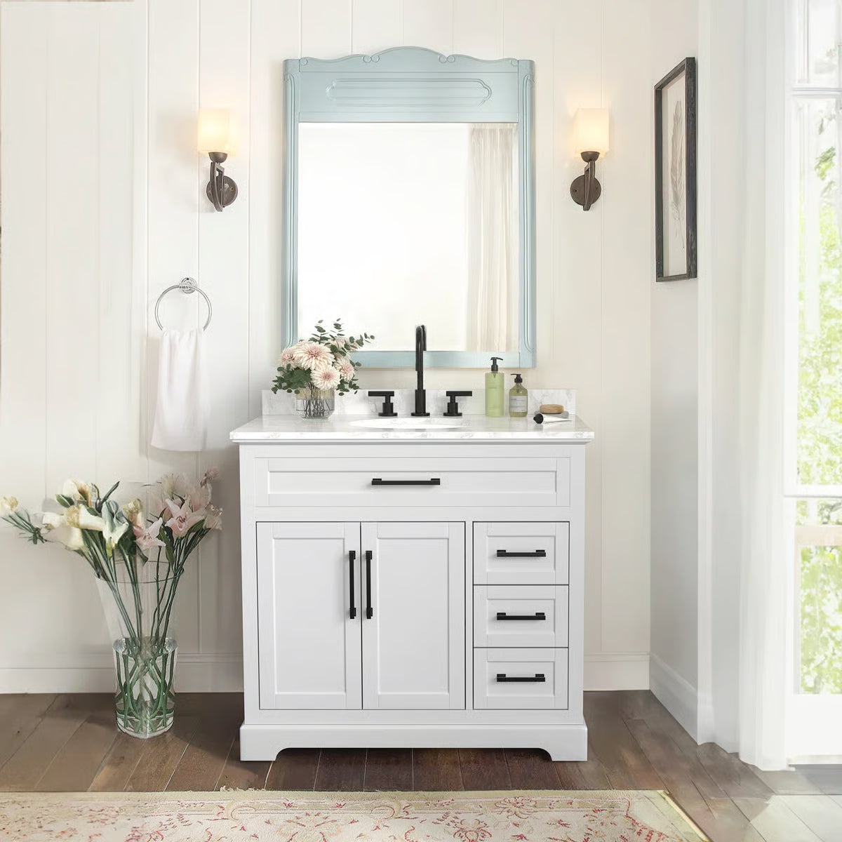 Auben 36" Bathroom Vanity With Engineered Marble Top