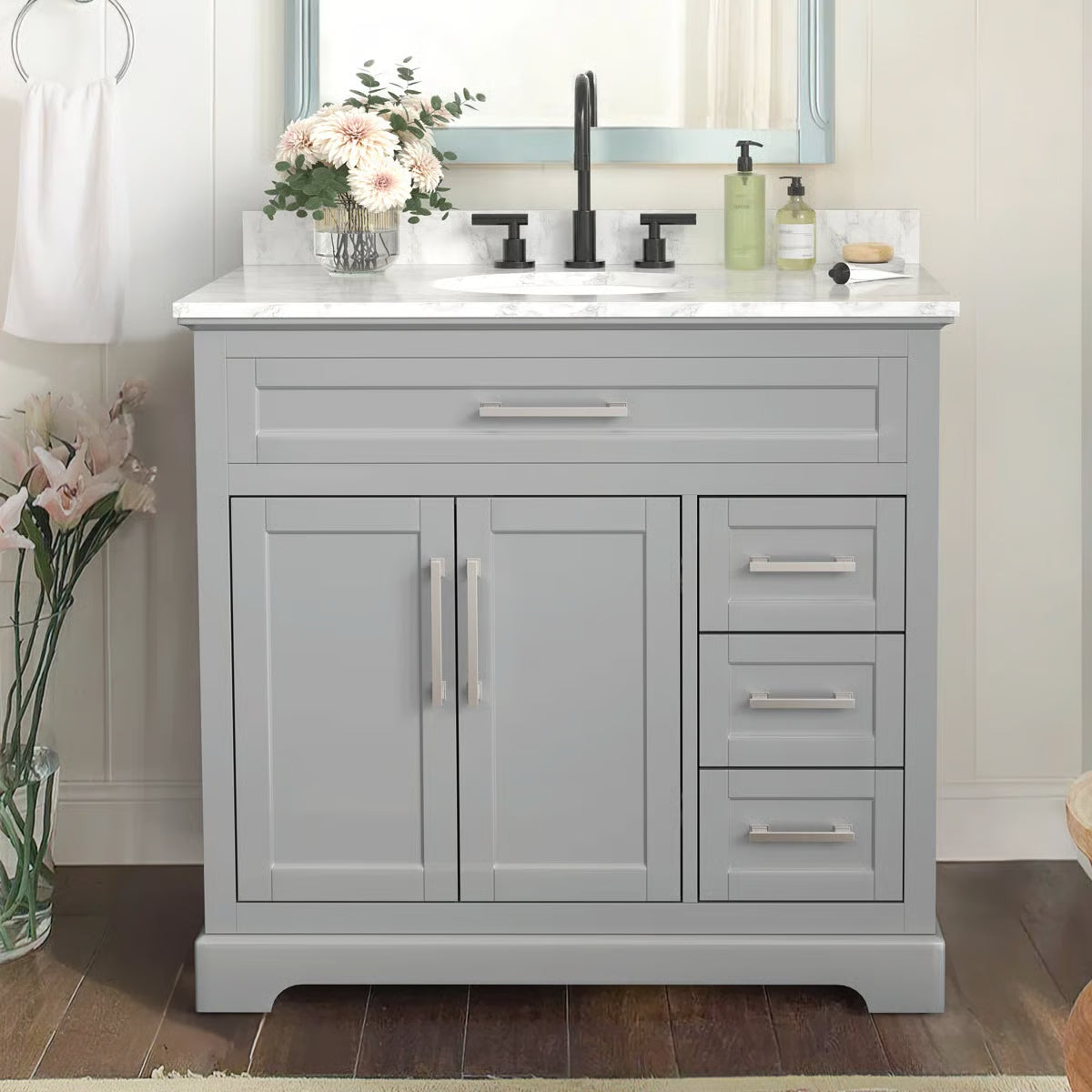 Auben 36" Bathroom Vanity With Engineered Marble Top- OUCH CART | Dressing table 