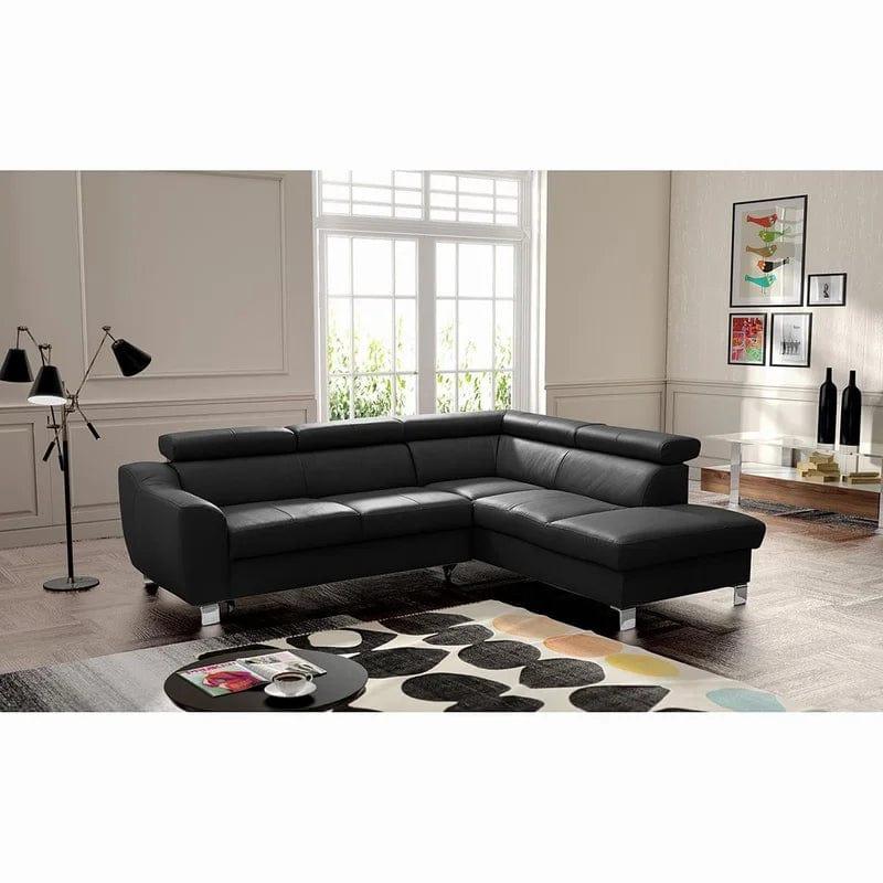 Avaiya Leather Corner Sofa with Ottoman - Ouch Cart 