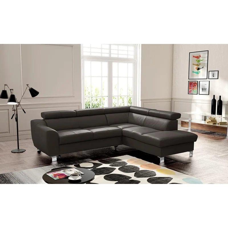 Avaiya Leather Corner Sofa with Ottoman - Ouch Cart 