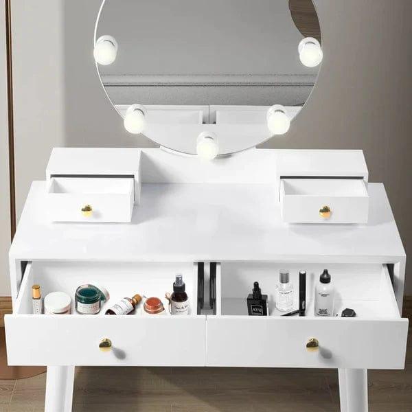 Avery Vanity dressing table with mirror with stool with drawers - Ouch Cart 