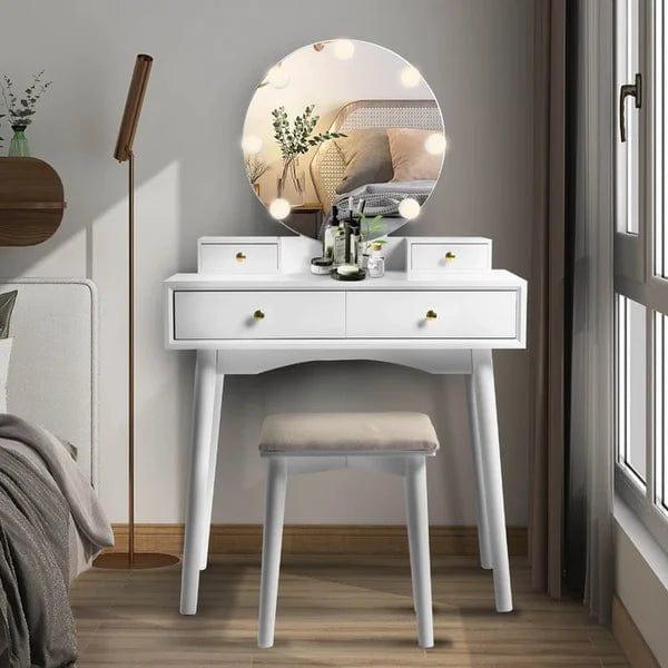 Avery Vanity dressing table with mirror with stool with drawers - Ouch Cart 