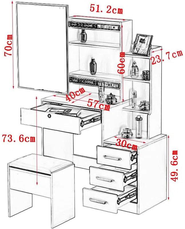 Pablo Dressing Table with Mirror - Ouch Cart 