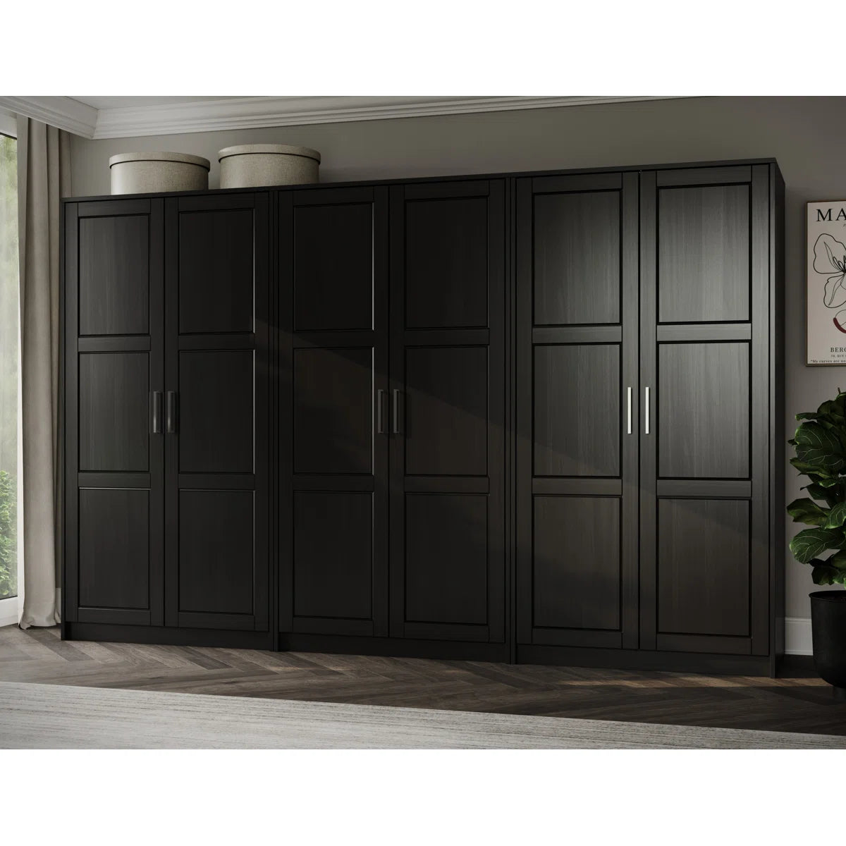 100% Solid Wood Swedesboro 6-Door Wardrobe