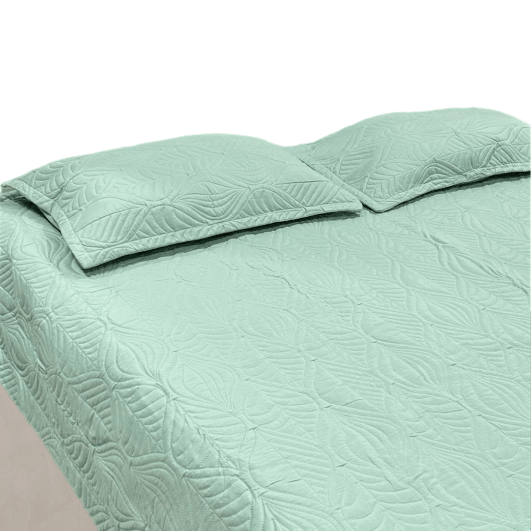 Light Sage Leaf Quilted bedspread - Ouch Cart 