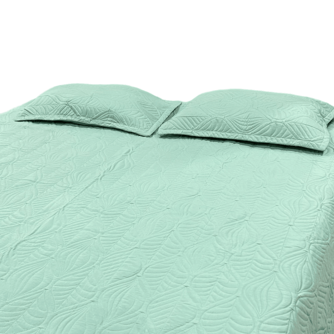 Light Sage Leaf Quilted bedspread - Ouch Cart 