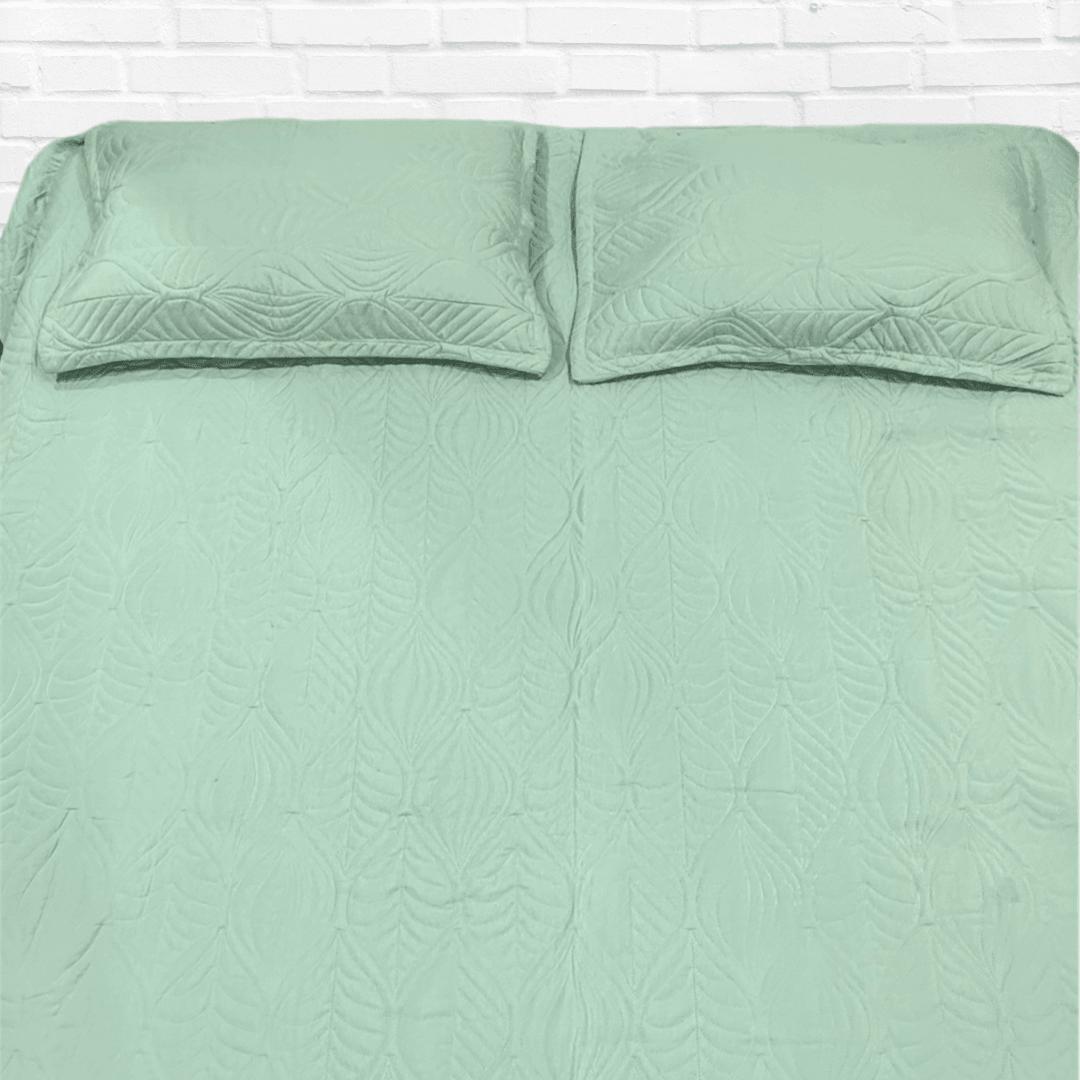 Light Sage Leaf Quilted bedspread - Ouch Cart 