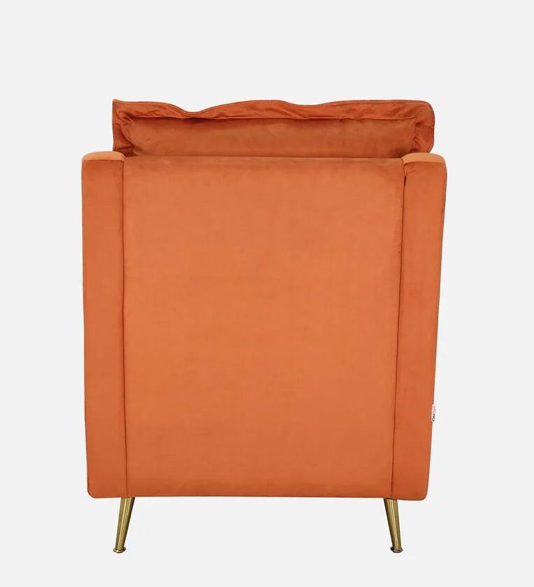 Velvet 1 Seater Sofa In Rust Colour - Ouch Cart 