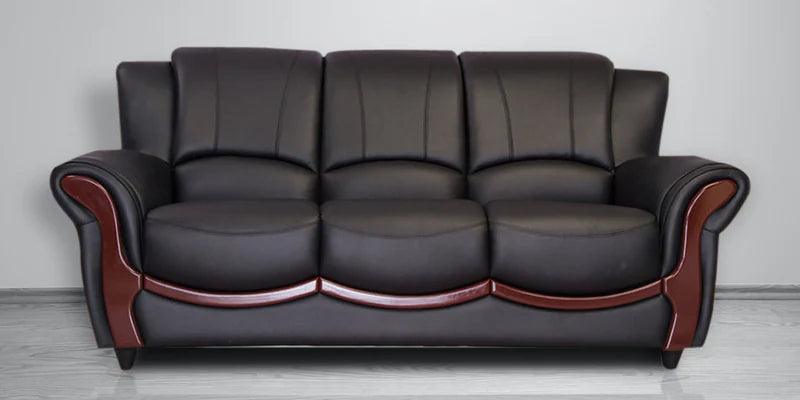 Leatherette 3 Seater Sofa in Eerie Black Colour - Ouch Cart 