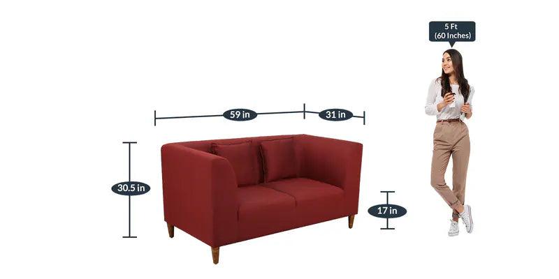 Fabric 2 Seater Sofa In Garnet Red Colour - Ouch Cart 