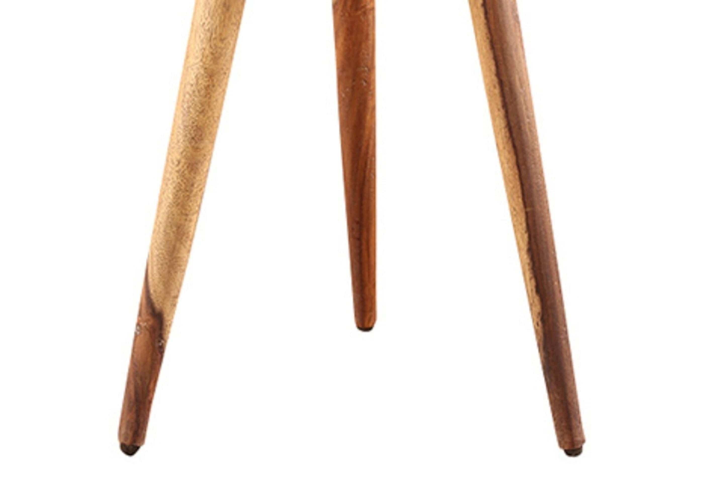 Sheesham Wood Tripod Stool In Honey Finish - Ouch Cart 