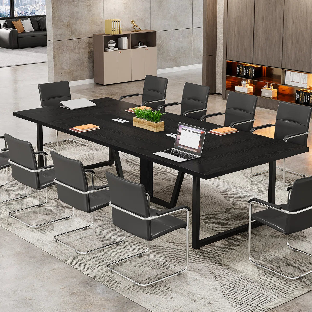 Large Conference Table, Rectangle Meeting Podcast Table-OUCH CART 