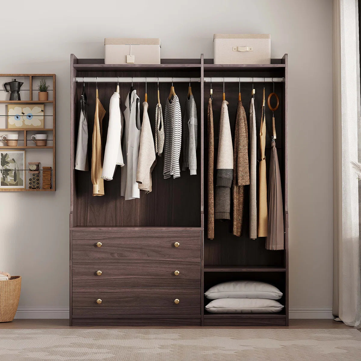 Open Wooden Wardrobe Storage