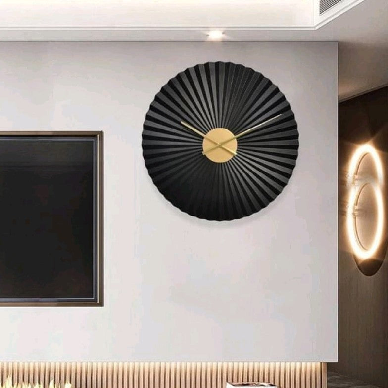 3D Zig Zag Black Metal Wallclock 24Inch