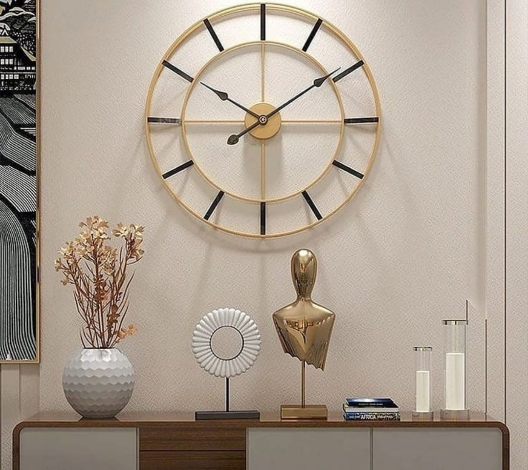 Simple Golden And Black Wall Clock
