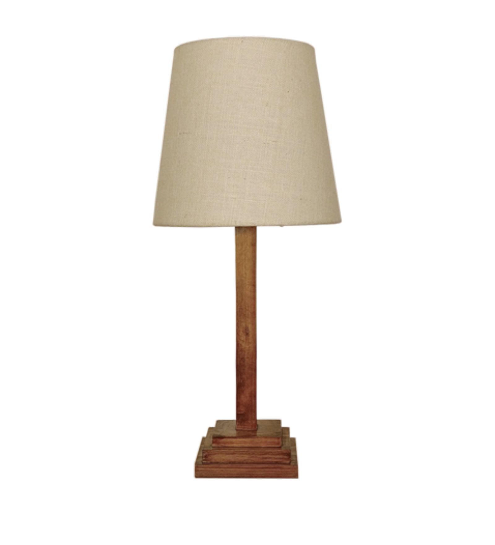 Babel Wooden Table Lamp with Brown Base and Premium White Fabric Lampshade (BULB NOT INCLUDED)