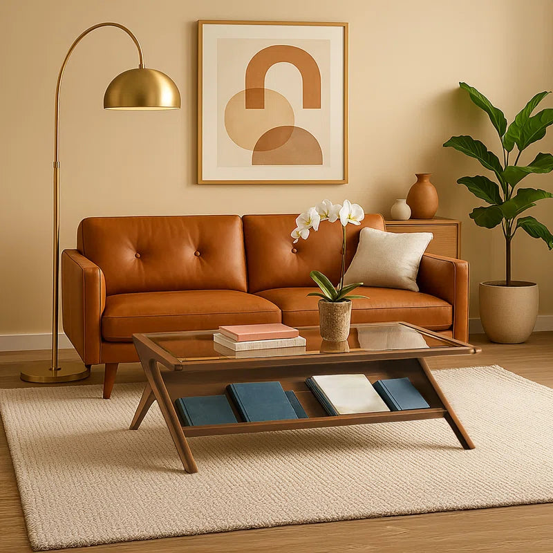 Features a tempered glass top that provides a sturdy surface for drinks or decor Includes a lower shelf that offers convenient storage for reading materials