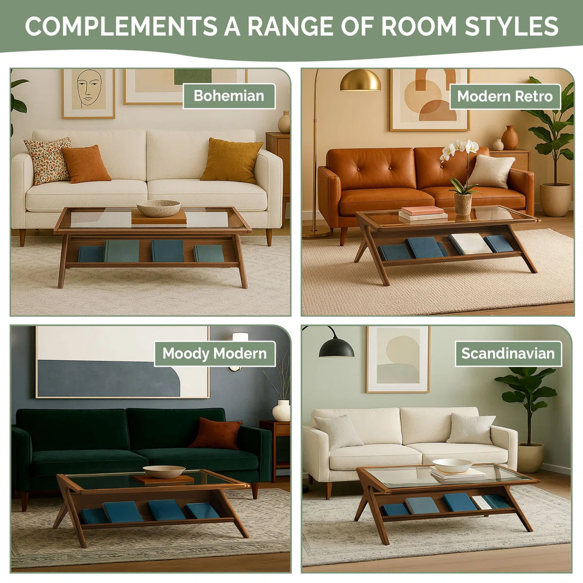 Features a tempered glass top that provides a sturdy surface for drinks or decor Includes a lower shelf that offers convenient storage for reading materials