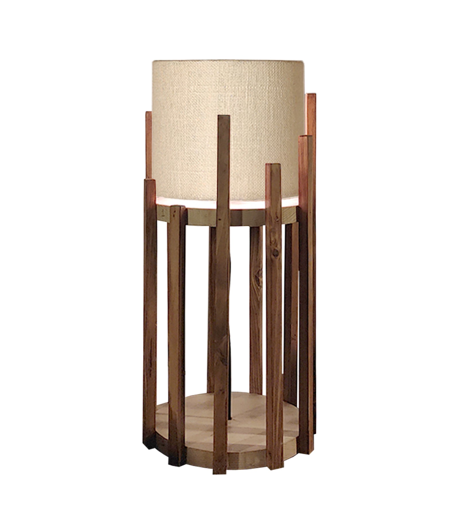 Bastian Wooden Table Lamp with Brown Base and Premium White Fabric Lampshade (BULB NOT INCLUDED)