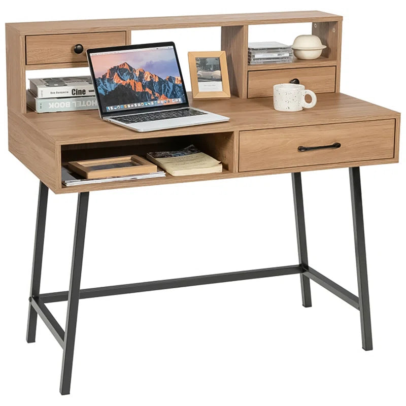 Modern Elegance: Metal Base Dressing Desk with Sleek Storage