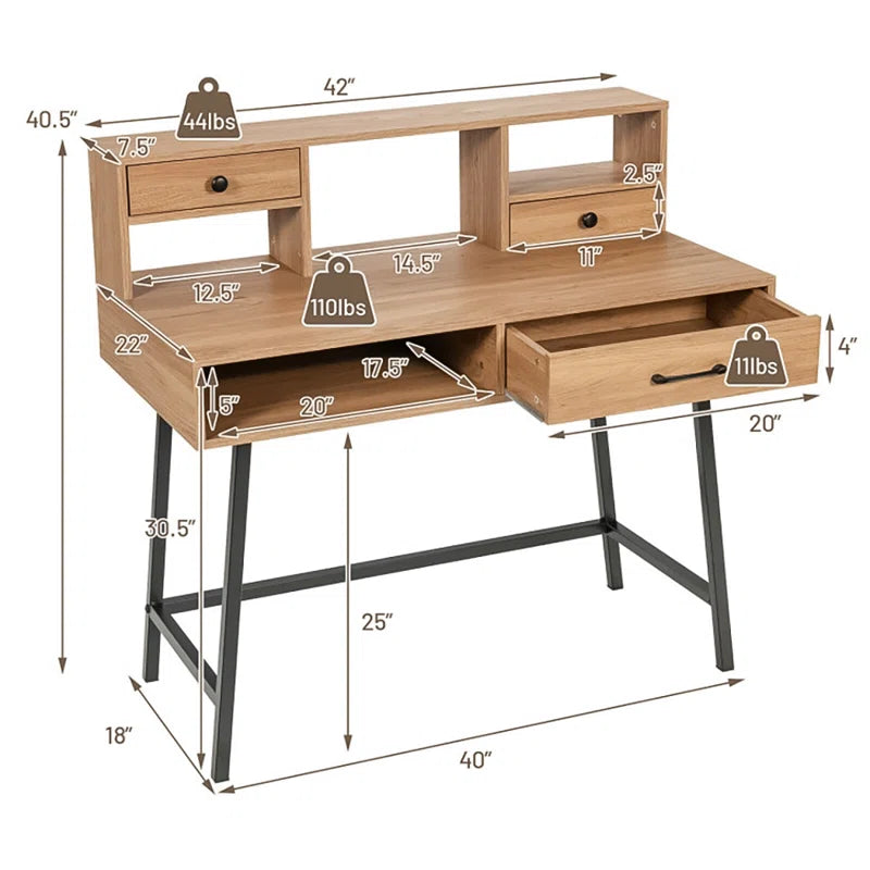 Modern Elegance: Metal Base Dressing Desk with Sleek Storage