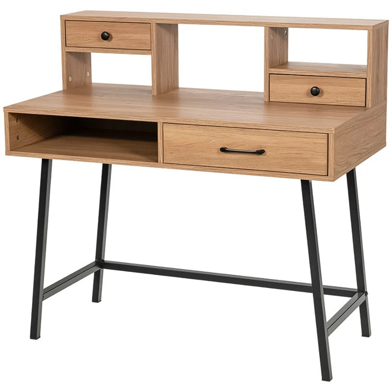 Modern Elegance: Metal Base Dressing Desk with Sleek Storage