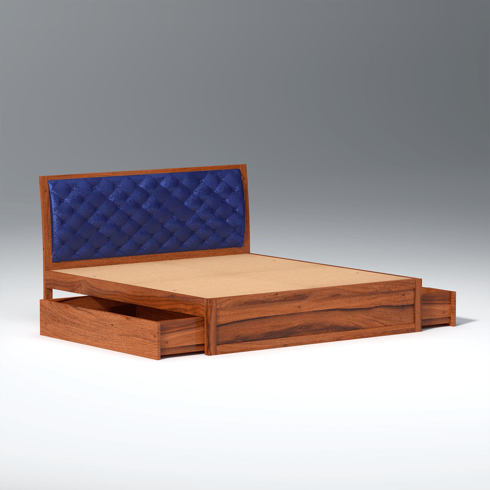 Eleganz Sheesham Wood Bed with Box Storage in Maharani Colour - Ouch Cart 