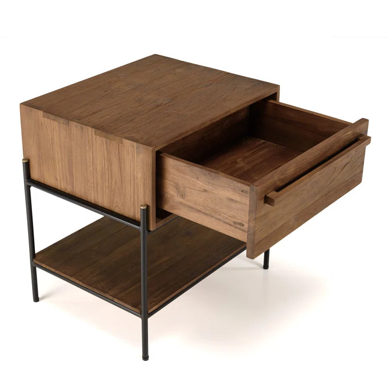 Asher Table 1 Drawer 1 Shelf In Reclaimed Teak Wood