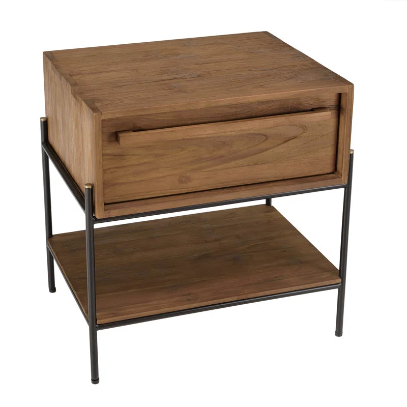Asher Table 1 Drawer 1 Shelf In Reclaimed Teak Wood