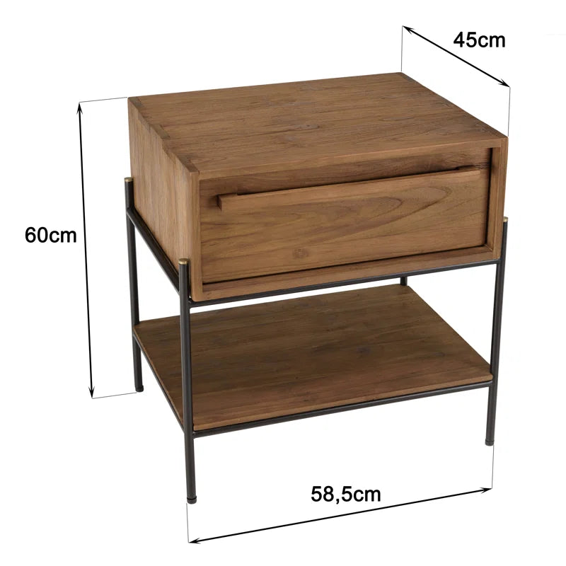 Asher Table 1 Drawer 1 Shelf In Reclaimed Teak Wood