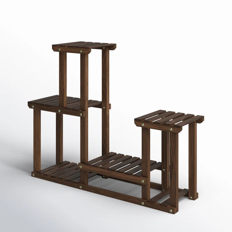 Rustic 4-Tier Wooden Multi-Platform Plant Stand