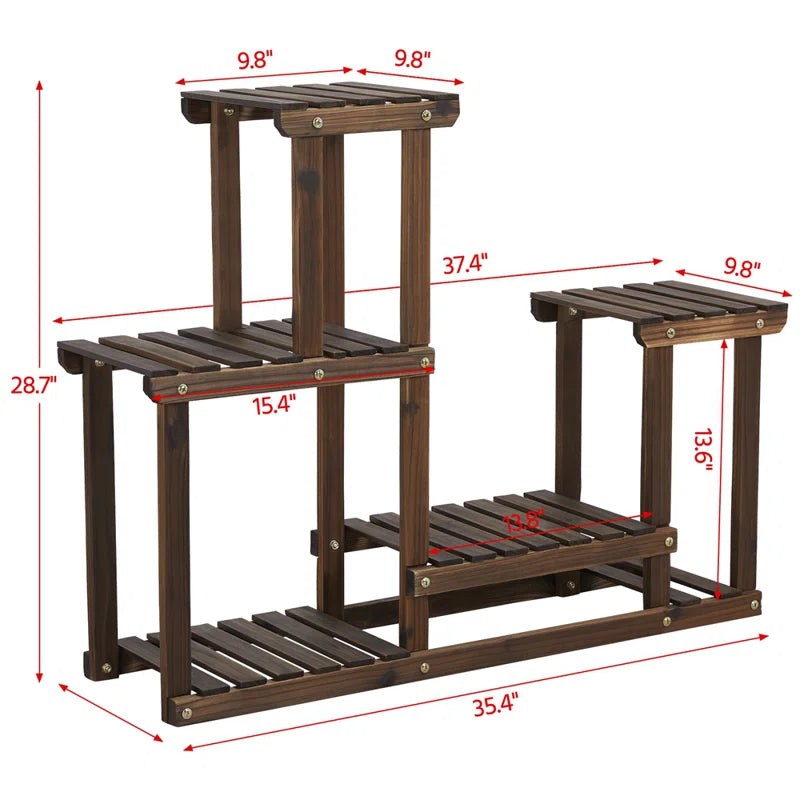 Rustic 4-Tier Wooden Multi-Platform Plant Stand