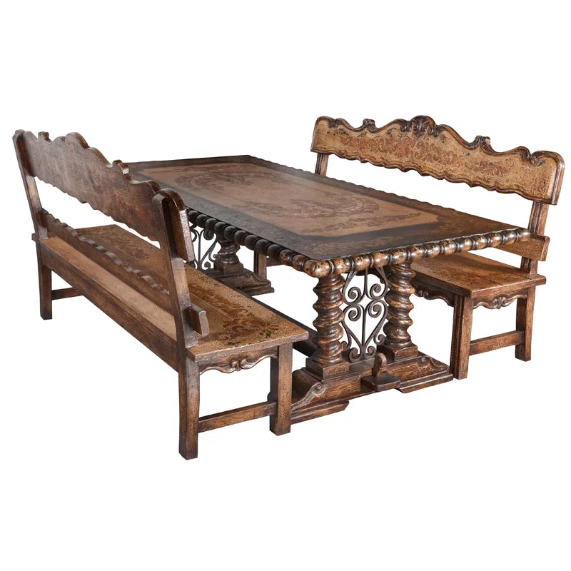 3 - Piece Solid Wood Double Pedestal Dining Set