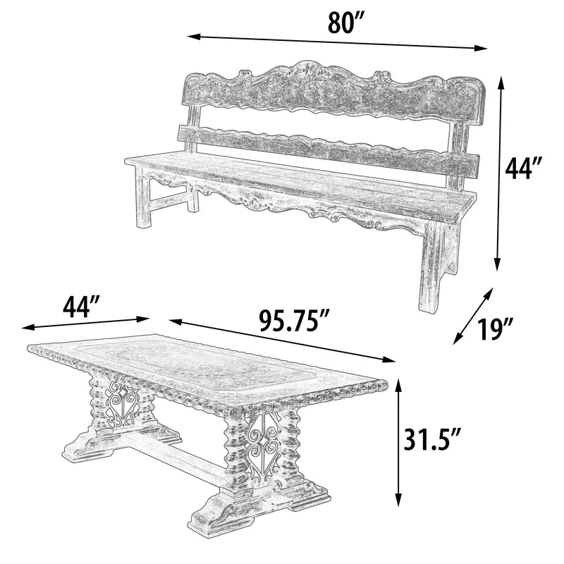 3 - Piece Solid Wood Double Pedestal Dining Set
