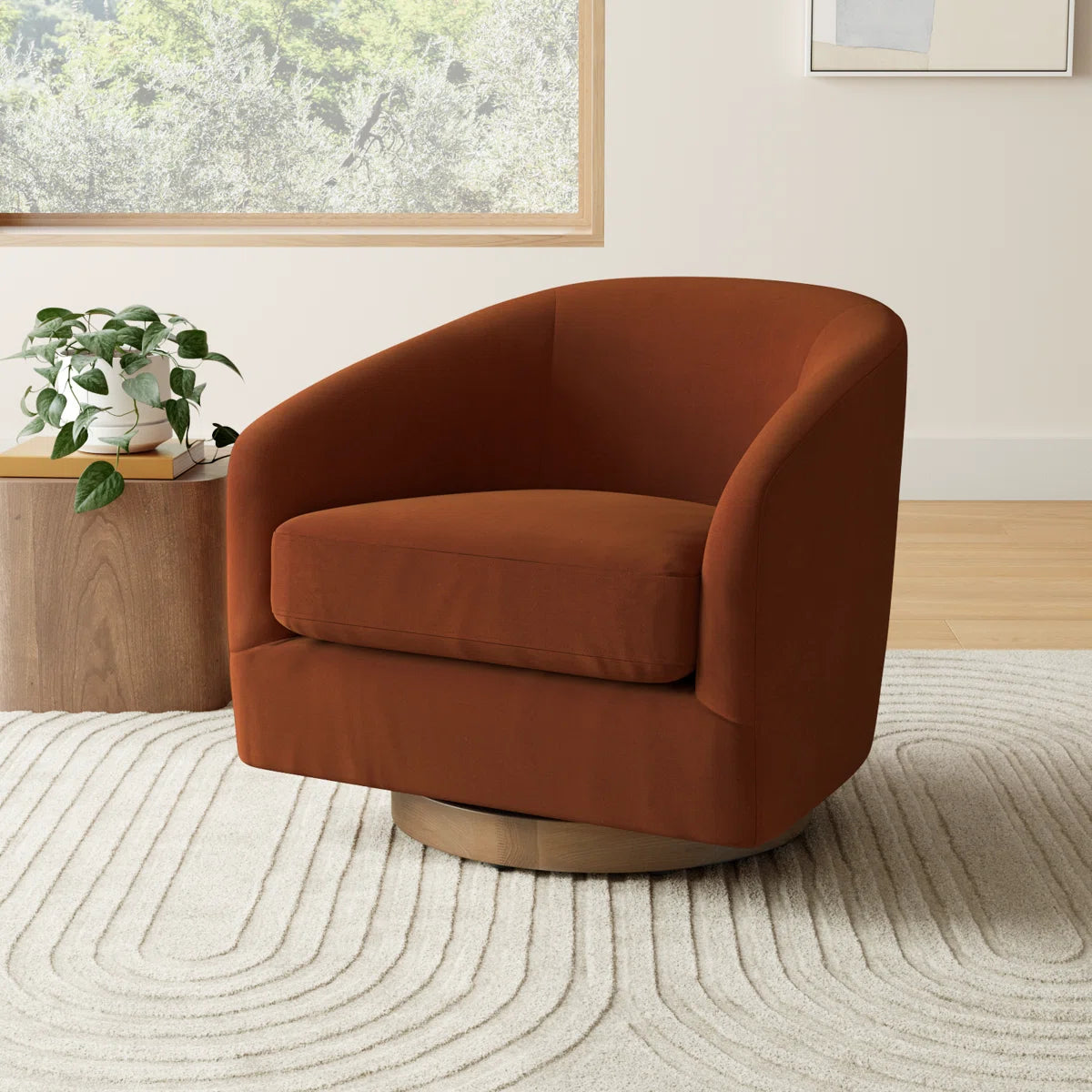 Bennett Upholstered Swivel Barrel Chair