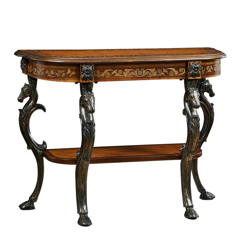 Berkhamstead 42” Console Table with Ornate Horse Motif Legs Design - OUCHCART | console table