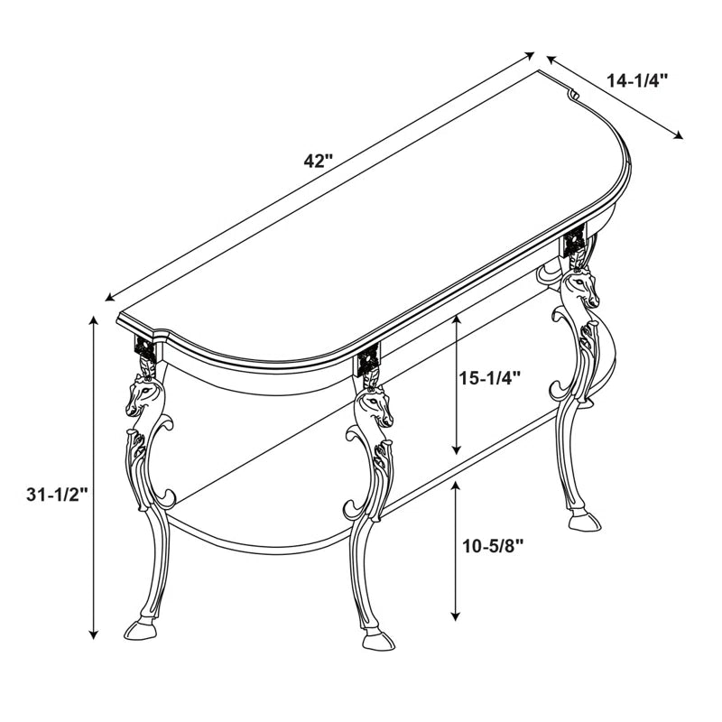 Berkhamstead 42” Console Table with Ornate Horse Motif Legs Design - OUCHCART | console table