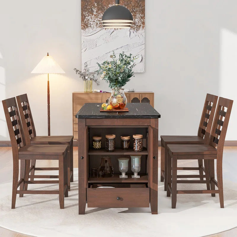 Elegant 5-Piece Marble Top Dining Set: A Fusion of Luxury and Function